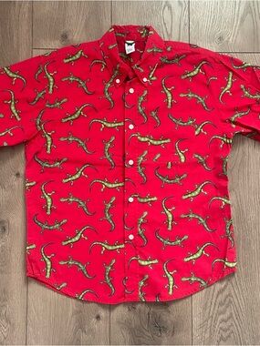 Vintage Gap Factory 2004 Youth Large Salamander Red Green Button Down Shirt